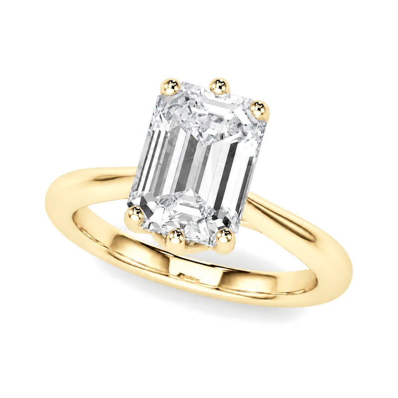 Ines emerald lab-grown diamond engagement ring, 2 ct center, yellow gold