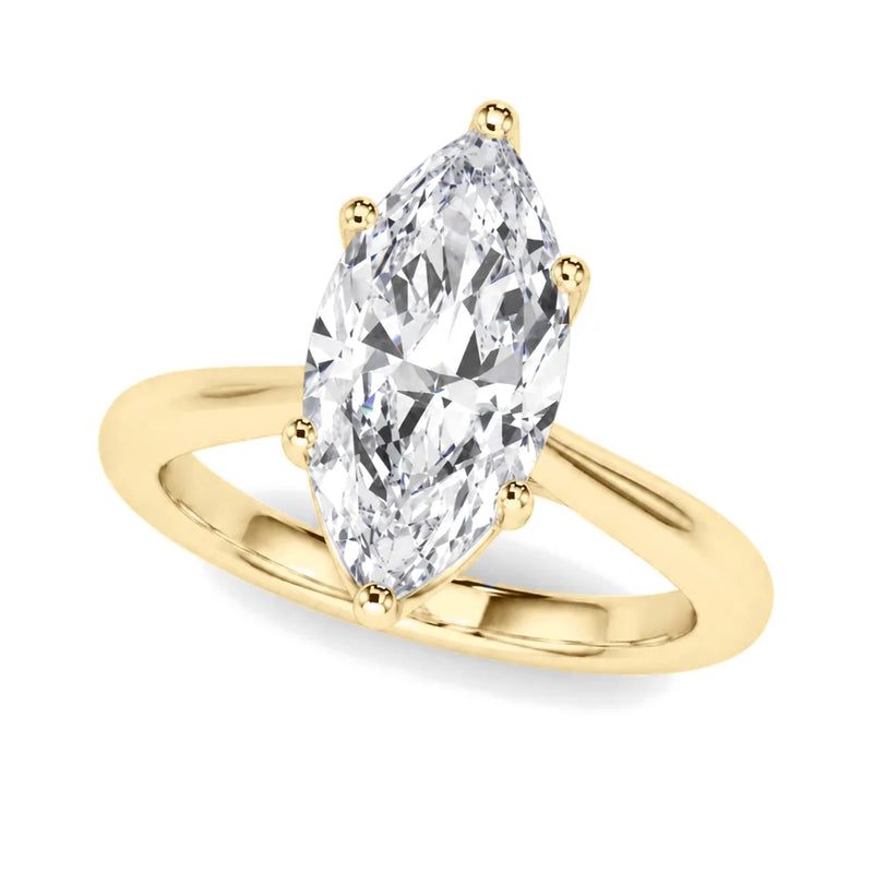 Ines marquise lab-grown diamond engagement ring, 2 ct center, yellow gold