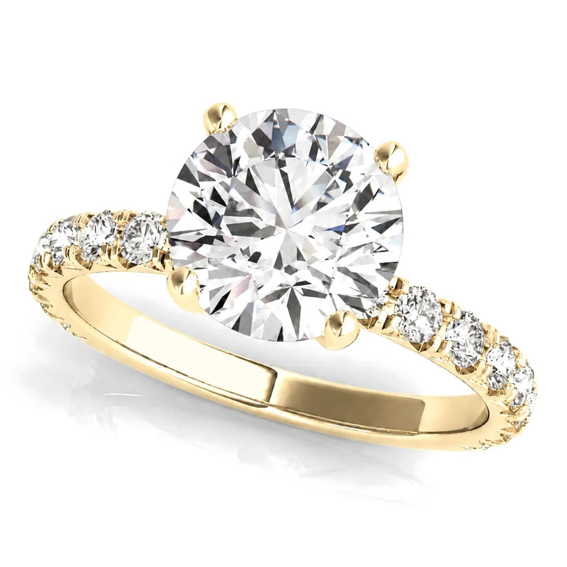 Iris round lab-grown diamond engagement ring, 2 ct center, yellow gold