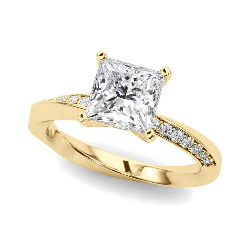 Jasmine princess lab-grown diamond engagement ring, 2 ct center, yellow gold