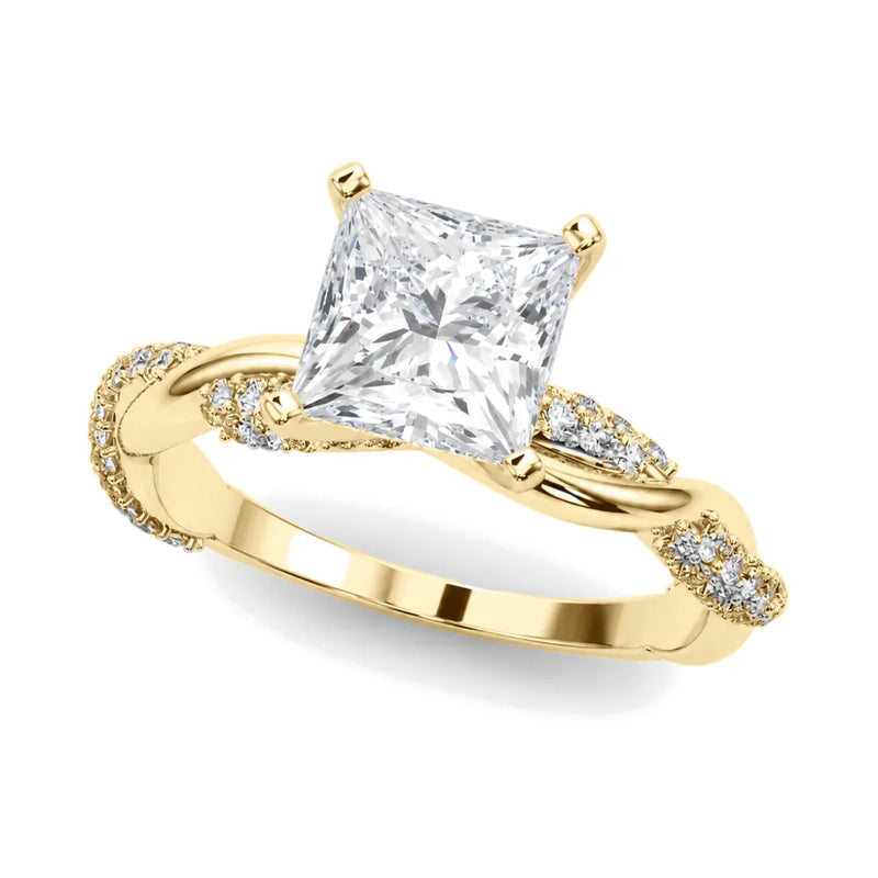 Josephine princess lab-grown diamond engagement ring, 2 ct center, yellow gold