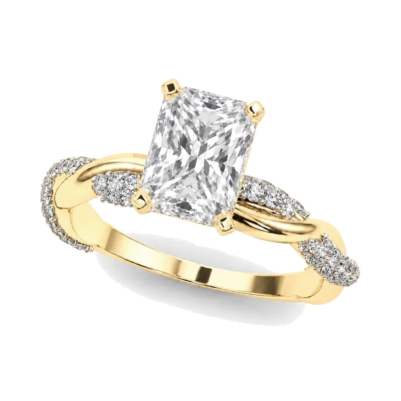 Josephine radiant lab-grown diamond engagement ring, 2 ct center, yellow gold