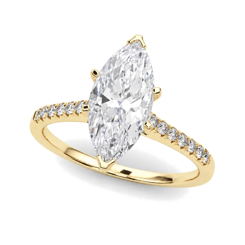 Lana marquise lab-grown diamond engagement ring, 2 ct center, yellow gold