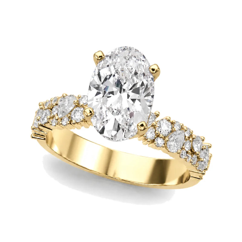 Laurel oval lab-grown diamond engagement ring, 2 ct center, yellow gold