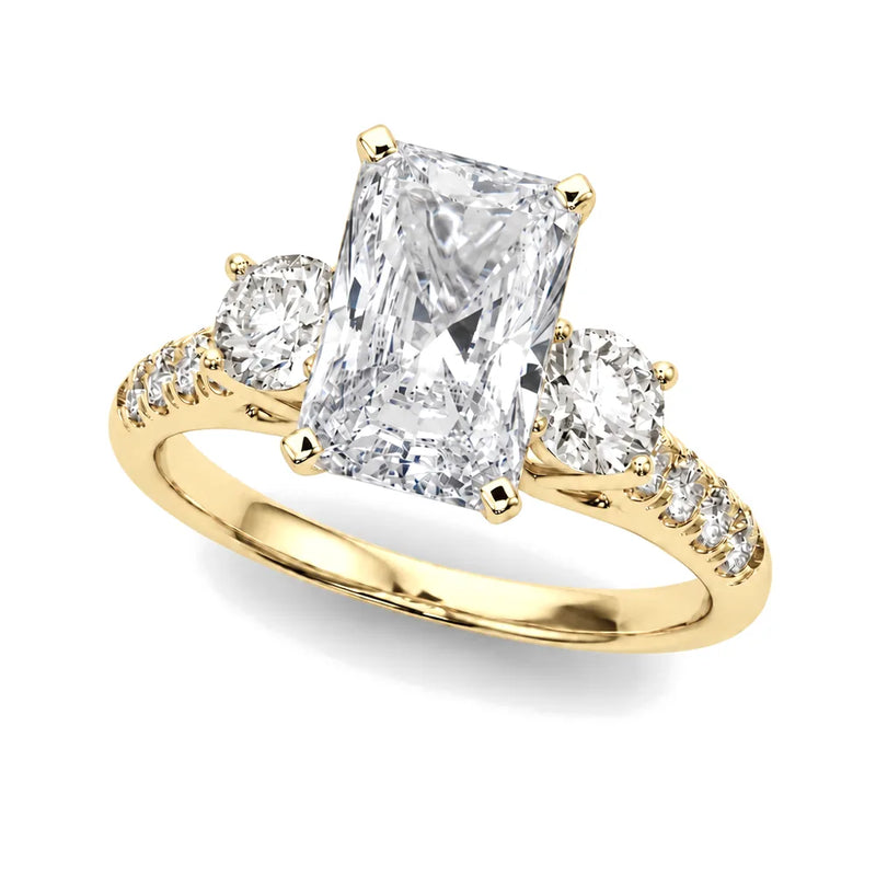 Liliana radiant lab-grown diamond engagement ring, 2 ct center, yellow gold