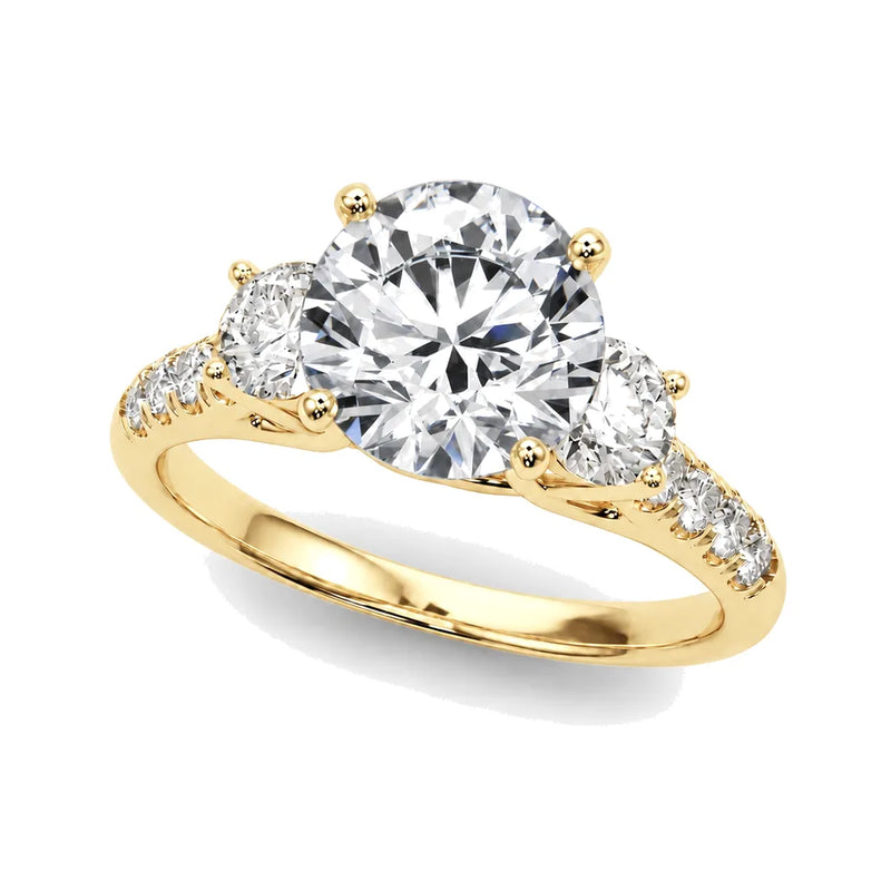 Liliana round lab-grown diamond engagement ring, 2 ct center, yellow gold