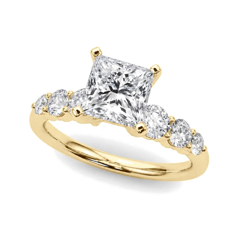 Lucienne princess lab-grown diamond engagement ring, 2 ct center, yellow gold