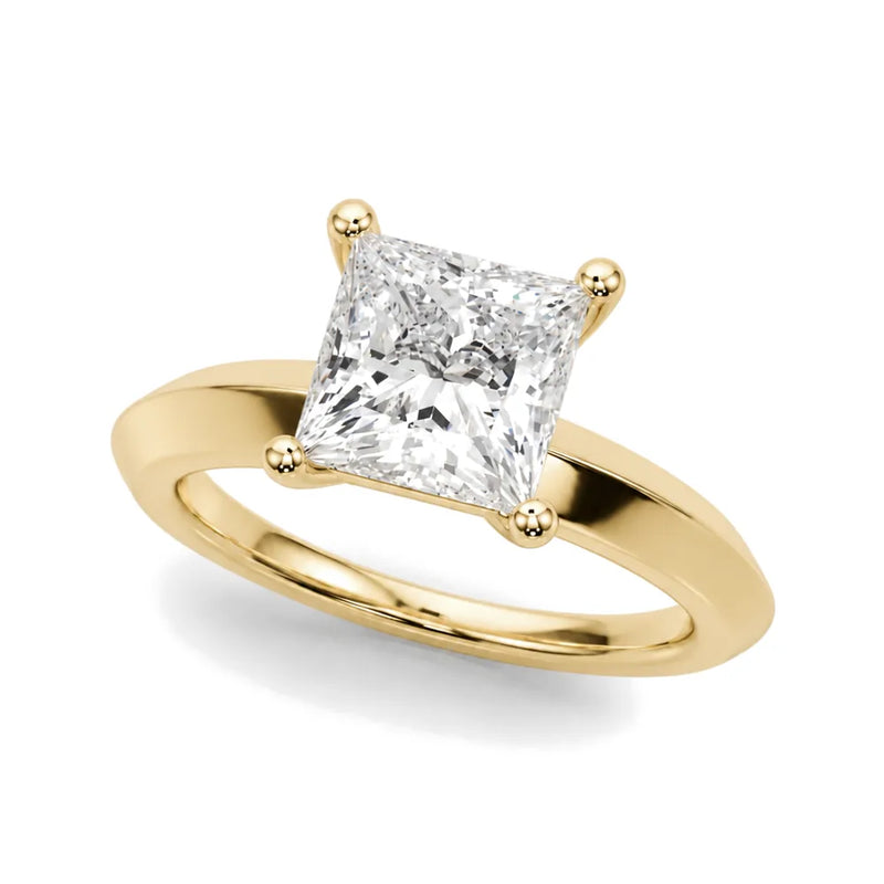 Margaux princess lab-grown diamond engagement ring, 2 ct center, yellow gold