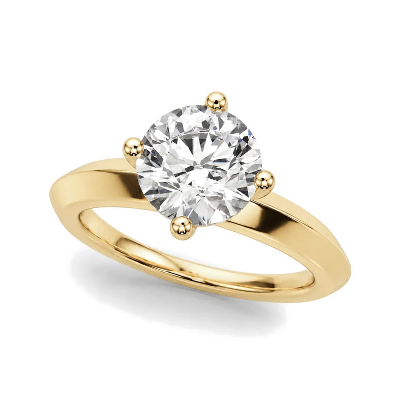 Margaux round lab-grown diamond engagement ring, 2 ct center, yellow gold