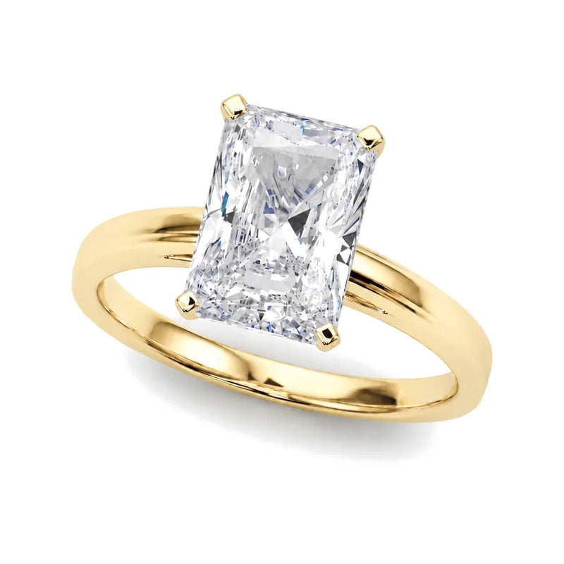 Melina radiant lab-grown diamond engagement ring, 2 ct center, yellow gold