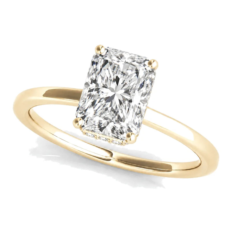 Mila radiant lab-grown diamond engagement ring, 2 ct center, yellow gold