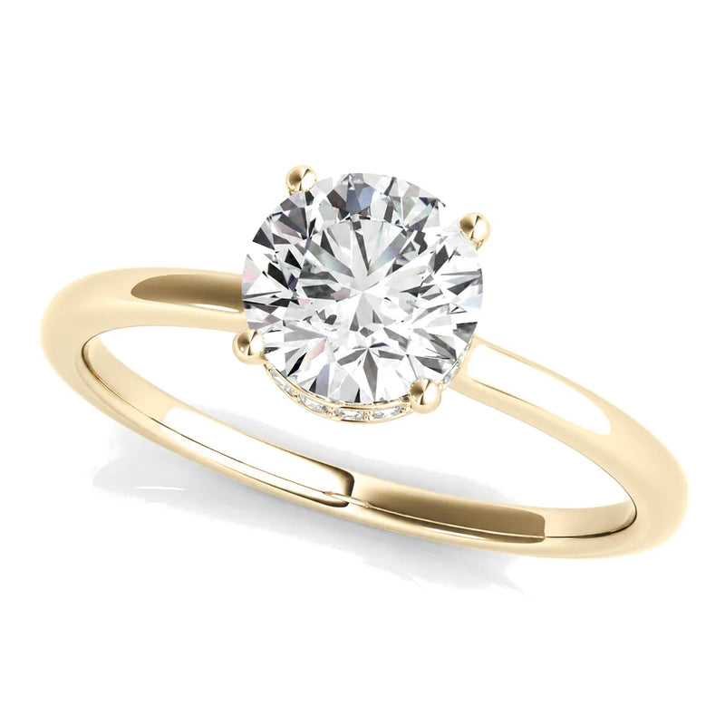 Mila round lab-grown diamond engagement ring, 2 ct center, yellow gold