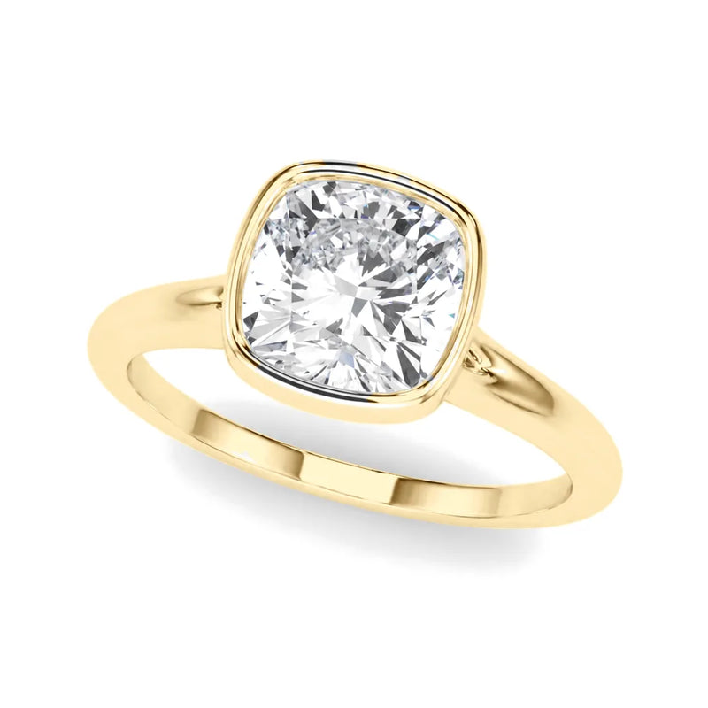 Mira cushion lab-grown diamond engagement ring, 2 ct center, yellow gold