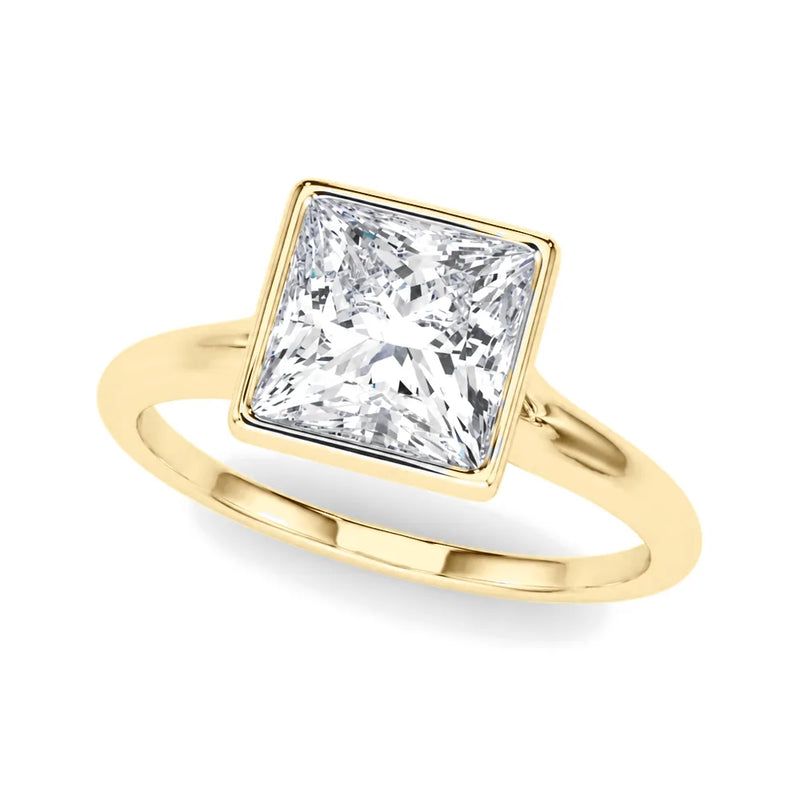 Mira princess lab-grown diamond engagement ring, 2 ct center, yellow gold
