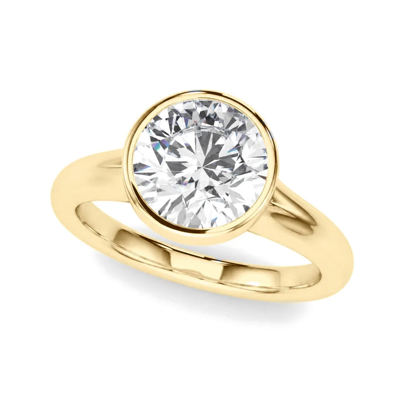 Mira round lab-grown diamond engagement ring, 2 ct center, yellow gold