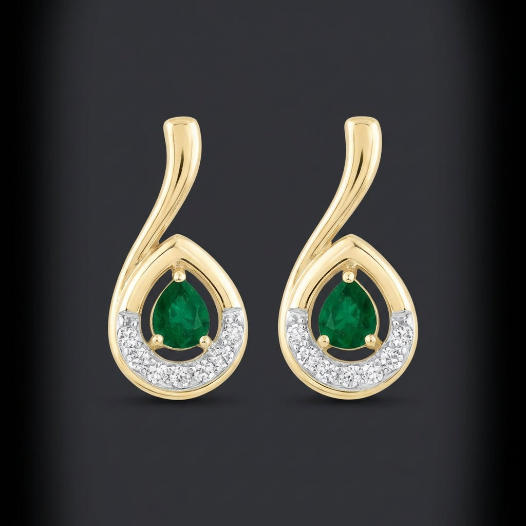 1/20CTW Natural Diamond Earrings in 14k Yellow Gold three-quarter view - GOLDZENN