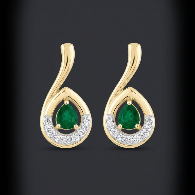 1/20CTW Natural Diamond Earrings in 14k Yellow Gold three-quarter view - GOLDZENN