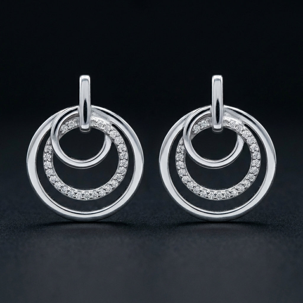 1/5 CTW Natural Diamond Earrings in Sterling Silver three-quarter view - GOLDZENN
