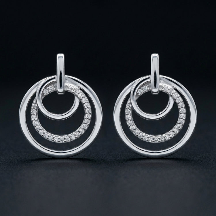 1/5 CTW Natural Diamond Earrings in Sterling Silver three-quarter view - GOLDZENN
