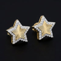 1/4CTW Natural Diamond Star Earrings 10K Yellow Gold three-quarter view - GOLDZENN
