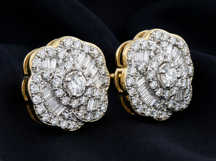 10k Yellow Gold Diamond Fashion Earrings 3/8 Cttw three-quarter view - GOLDZENN