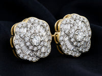 10k Yellow Gold Diamond Fashion Earrings 3/8 Cttw three-quarter view - GOLDZENN