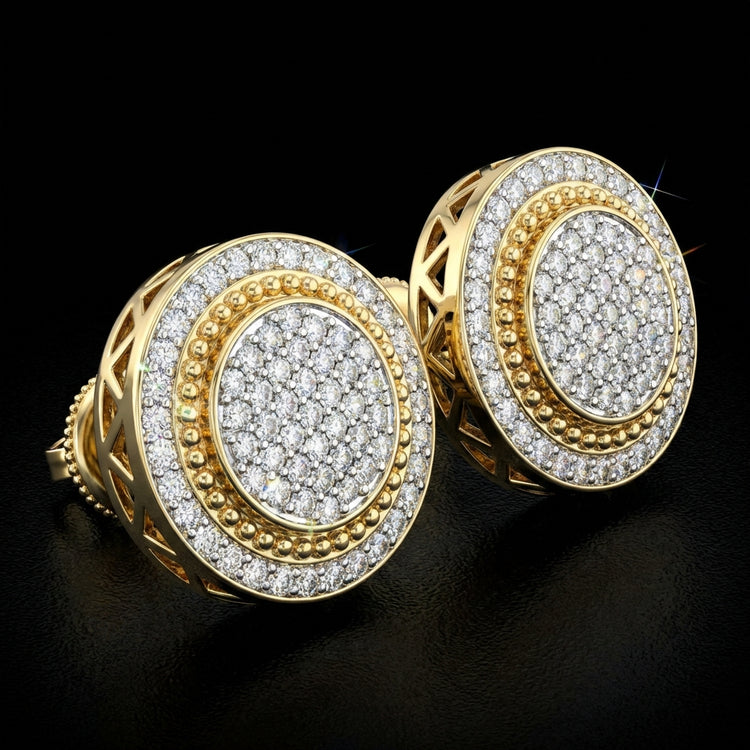 10k Gold 1/2CTW Natural Diamond Men’s Earring three-quarter view - GOLDZENN