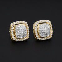 1/2CTW Cushion Diamond Earrings in 10K Yellow Gold three-quarter view - GOLDZENN