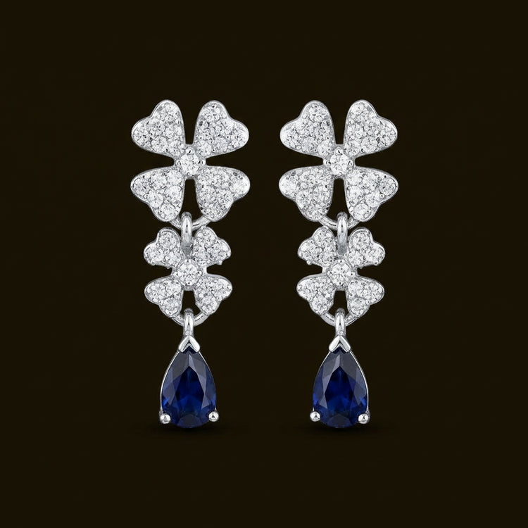 3/8CTW Diamond Flower Earrings 14k White Gold three-quarter view - GOLDZENN