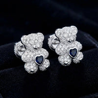 1/2CTW Teddy Bear Diamond Earrings in 10K White Gold three-quarter view - GOLDZENN