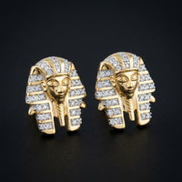 10k Yellow Gold Diamond Pharaoh Cluster Earrings 1/5 CT three-quarter view - GOLDZENN
