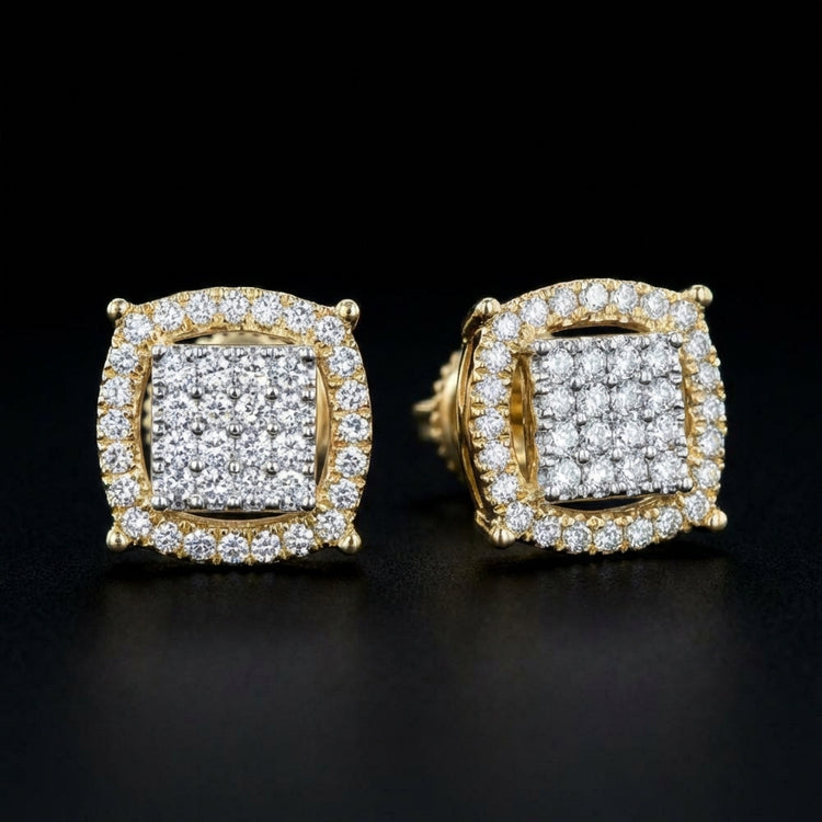 Men’s Diamond Earring 3/8 CT in 10k Yellow Gold three-quarter view - GOLDZENN