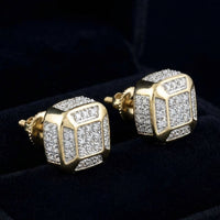 10k Gold Diamond Cushion Cluster Earrings 1/4 Cttw three-quarter view - GOLDZENN