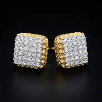 1/4CTW Natural Diamond Cushion Mens Earring 10K Gold three-quarter view - GOLDZENN