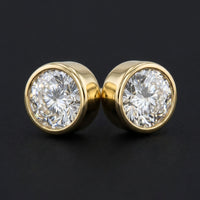 1/2CTW Diamond Solitaire Stud Earring 14K Gold three-quarter view - GOLDZENN