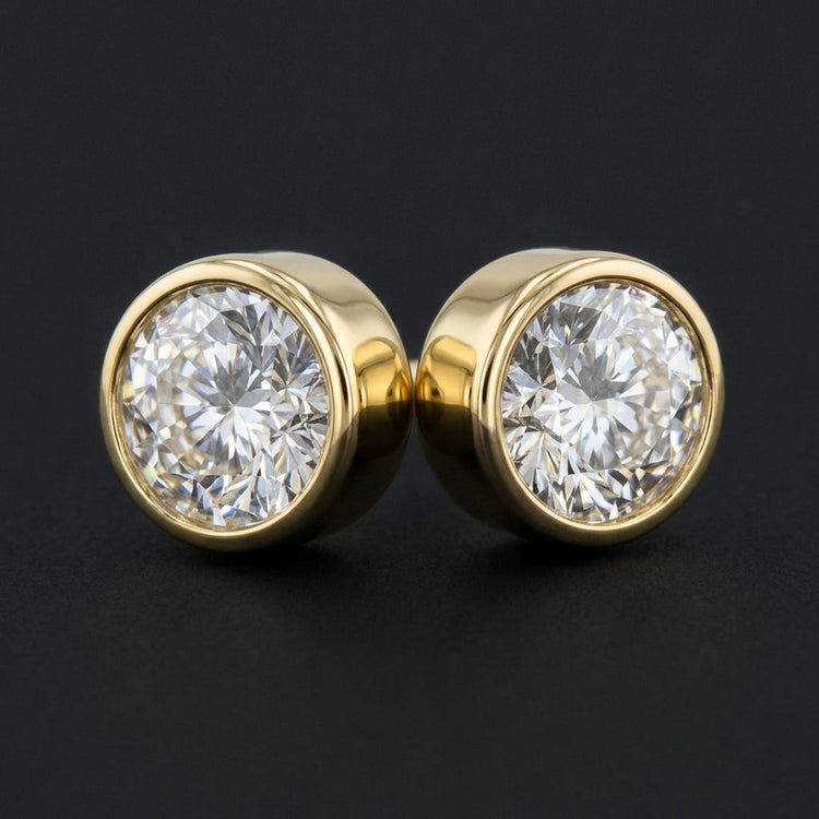 1/2CTW Diamond Solitaire Stud Earring 14K Gold three-quarter view - GOLDZENN