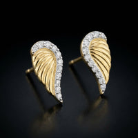 1/10 CTW Natural Diamond Wing Earrings three-quarter view - GOLDZENN