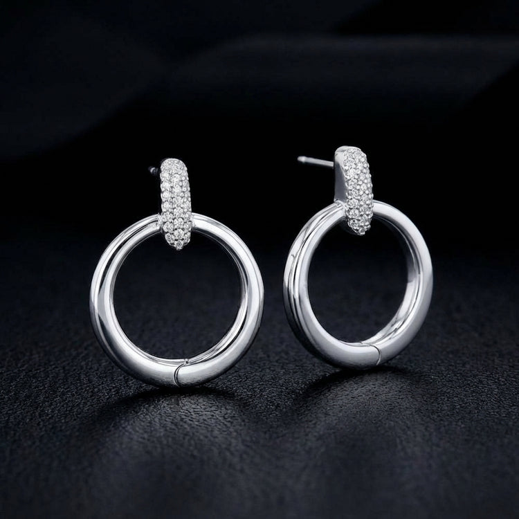 1/6CTW Natural Diamond Round Earrings Sterling Silver three-quarter view - GOLDZENN