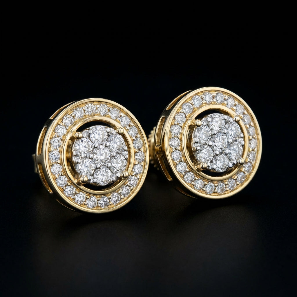 1/4 Ctw Natural Diamond Men’s Earring 10k Gold three-quarter view - GOLDZENN