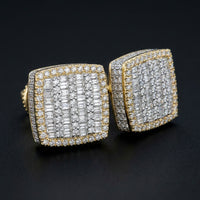 10k Yellow Gold Baguette Diamond Earrings 1 Cttw three-quarter view - GOLDZENN