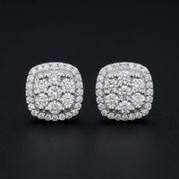 1/4CT Diamond Curved Fanuk Earrings – Sterling Silver three-quarter view - GOLDZENN