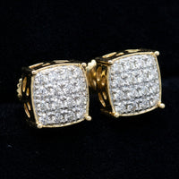 10k Gold Diamond Square Earrings 1/10 Cttw three-quarter view - GOLDZENN
