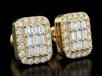 1/5 CTW Natural Diamond Emerald Baguette Earrings three-quarter view - GOLDZENN