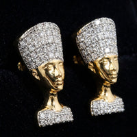 10K Gold 0.35CTW Diamond Nefertiti Earrings three-quarter view - GOLDZENN