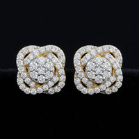 5/8CT Natural Diamond Flower Earrings in 10k Gold three-quarter view - GOLDZENN