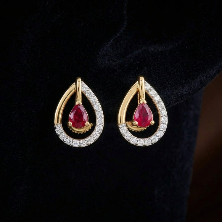 14k Yellow Gold Diamond Fashion Earrings 1/8 CTW three-quarter view - GOLDZENN
