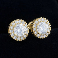 Sterling Silver Moissanite Stud Earrings 1.28ct three-quarter view - GOLDZENN