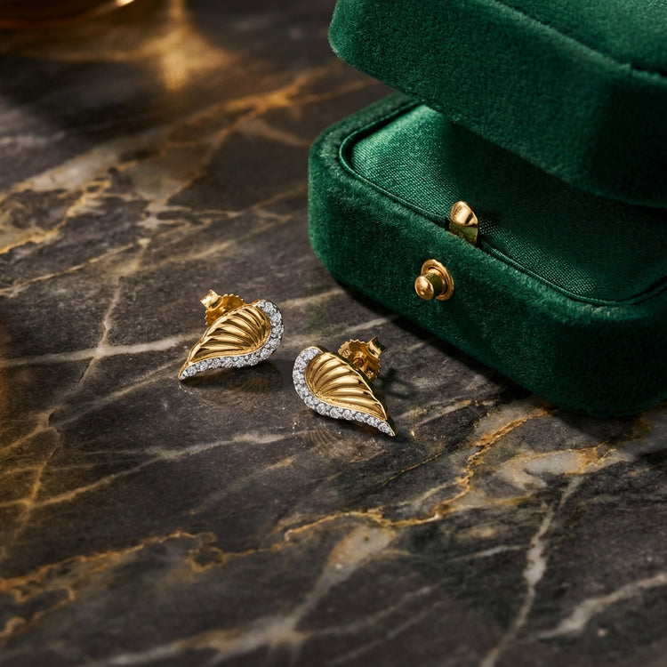 1/10 CTW Natural Diamond Wing Earrings luxury presentation - GOLDZENN