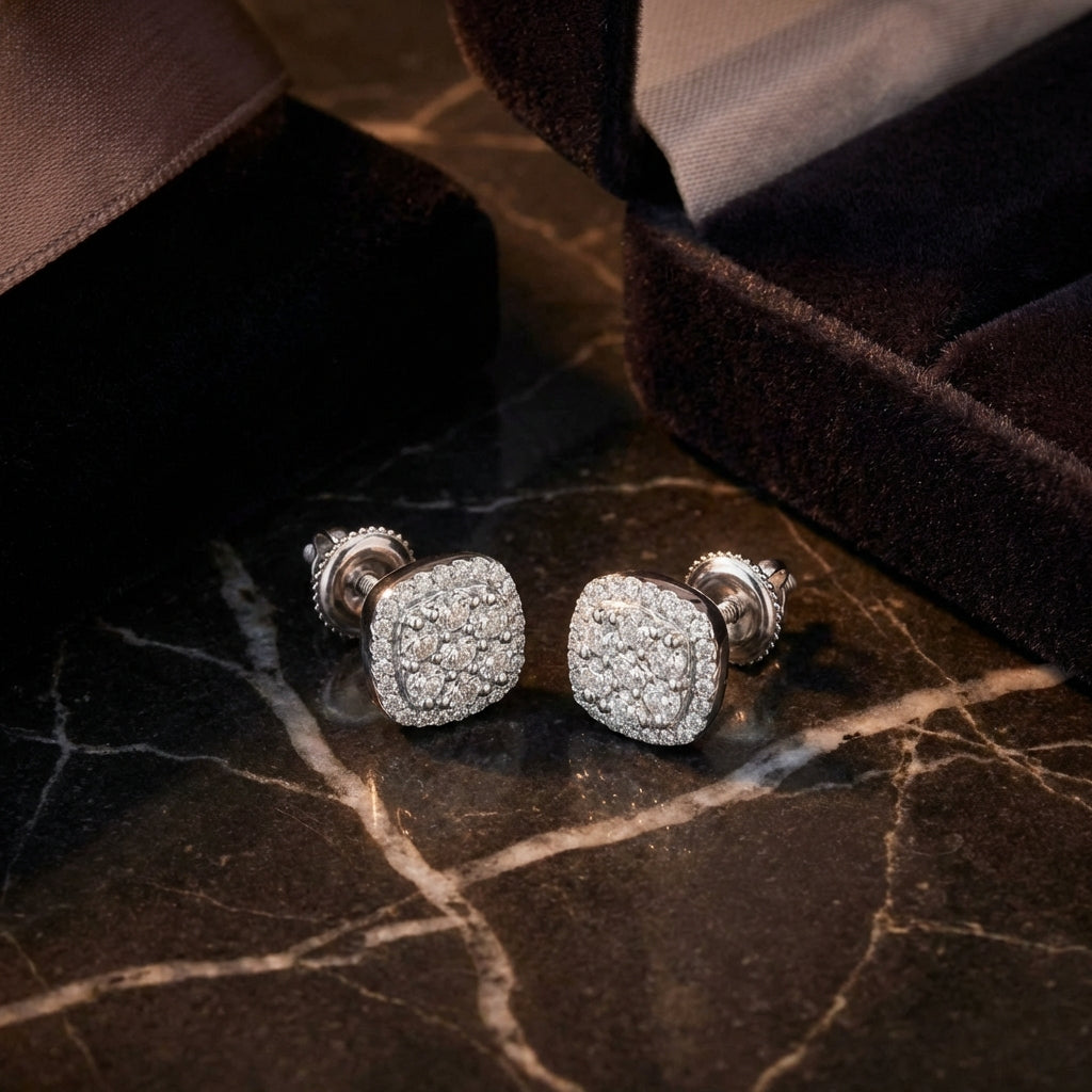 1/4CT Diamond Curved Fanuk Earrings – Sterling Silver luxury presentation - GOLDZENN