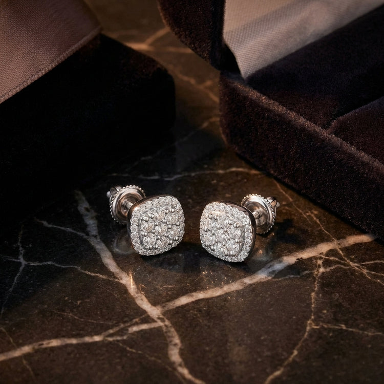 1/4CT Diamond Curved Fanuk Earrings – Sterling Silver luxury presentation - GOLDZENN
